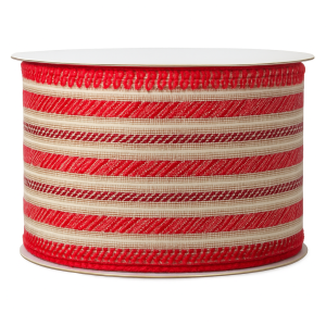 FITA NATALINA LISTRA VERMELHA E BRANCA