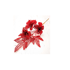 HASTE NATALINA COM FOLHAS E FLORES